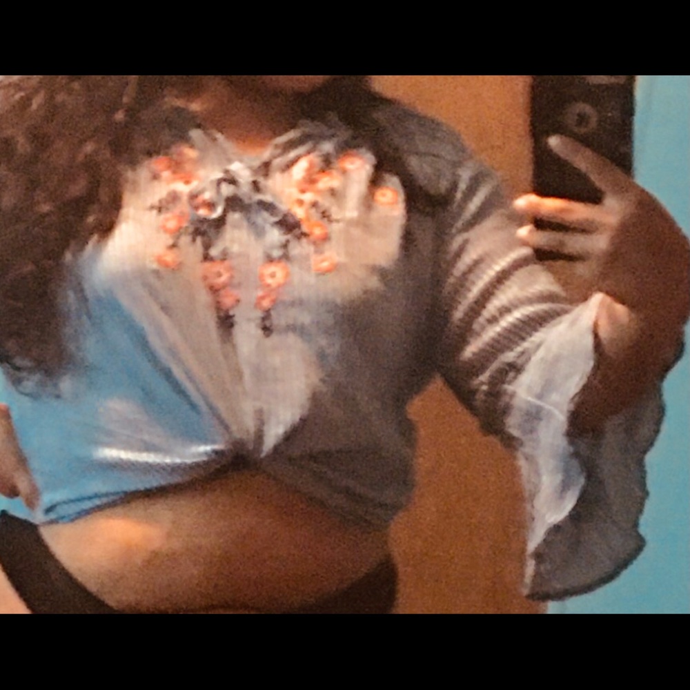 Zac & Rachel floral embroidered striped top